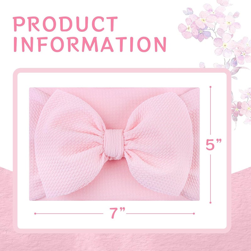 ONENINEDREAM Rainbow Headbands for Baby Girls Hair Bows 2pcs Newborn Infant Toddler Kids Hair Accessories Pink Head Bow Colorful Stripes - Image 4